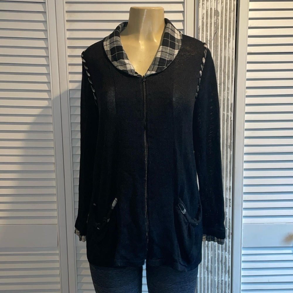 Vintage Elaris Plaid Collar Zip Up Jacket size M